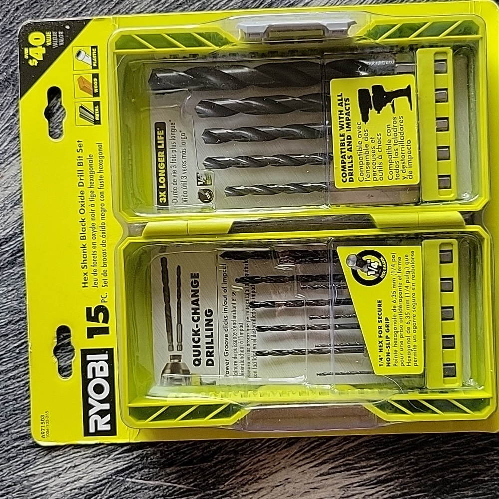 15pc. Ryobi Drill Bit Set
